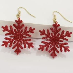 Red Snowflake Dangle Earrings Christmas